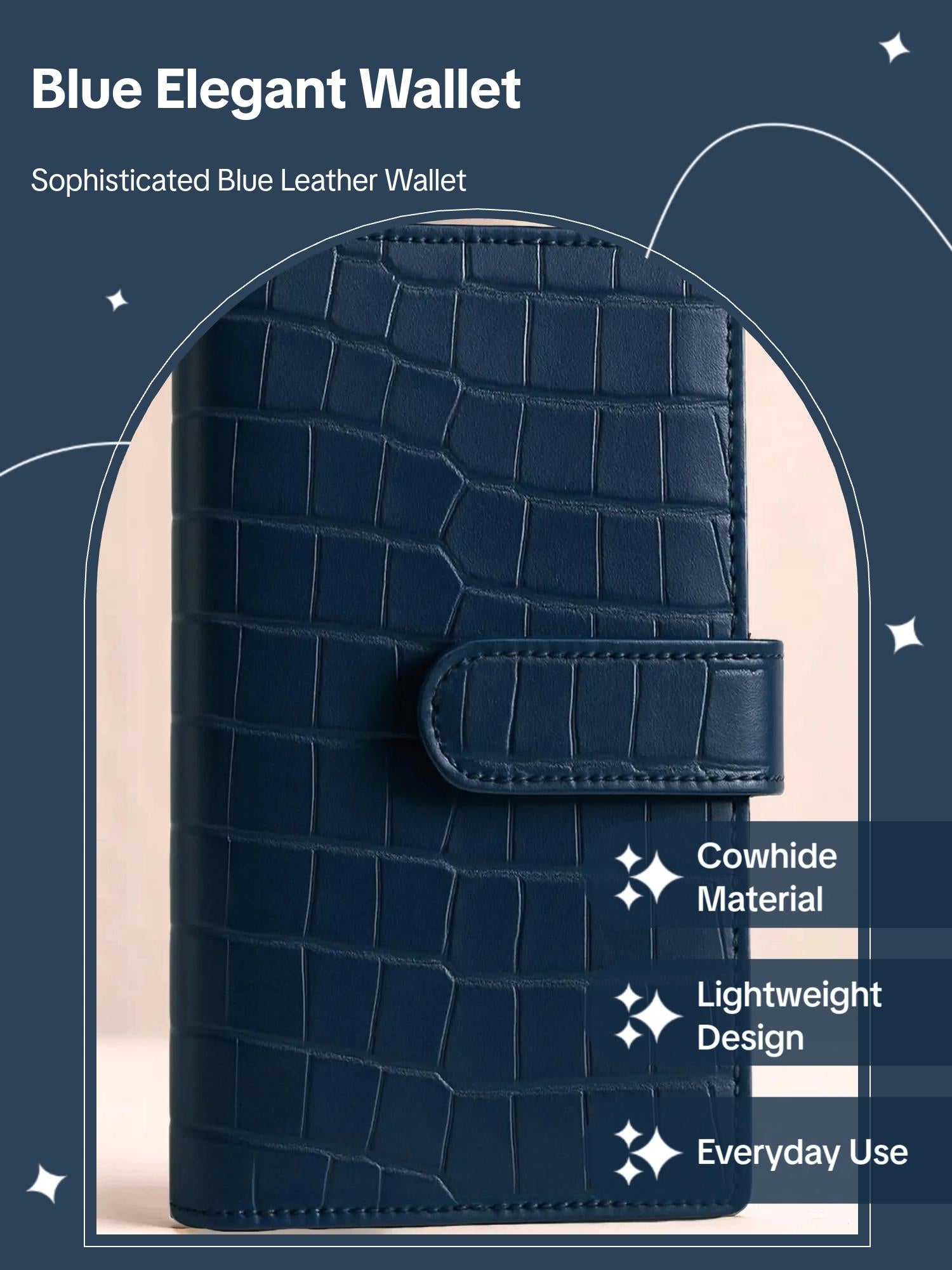 Elegance in Every Stitch: Women's Long Leather Wallets Blue color image 2