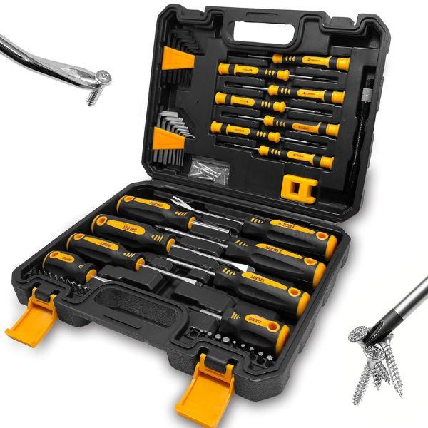 53-piece Magnetic Screwdrivers Set with Case,Phillips, Hex, Pozidriv,Torx and Precision Screwdriver Set, Magnetizer Demagnetizer Tools, Tools for Men.
