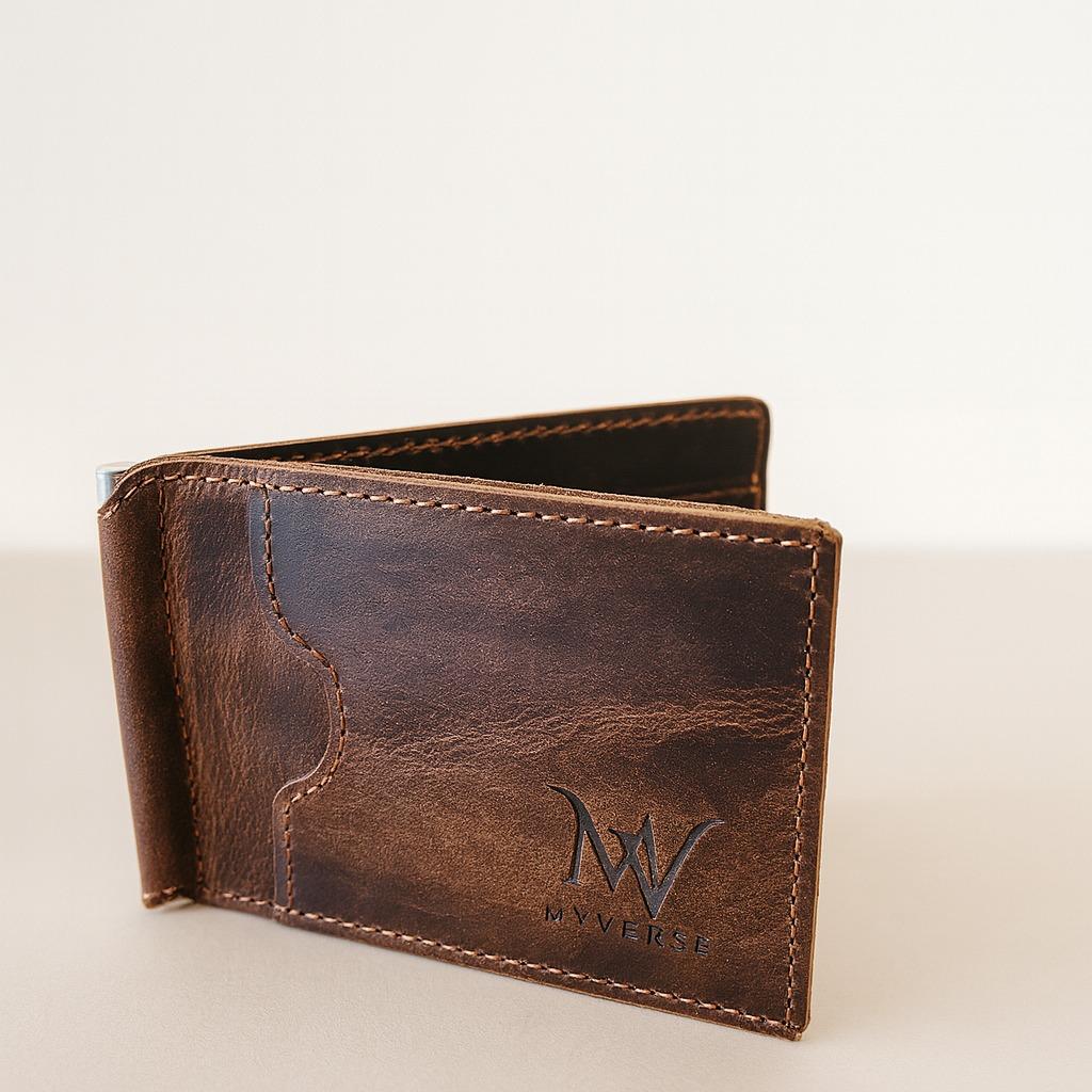 Men's Slim Folding Leather Wallet – RFID Blocking Bifold Purse with Card Holder & Cash Pocket