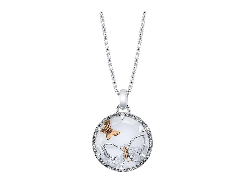 Butterfly Shaker Pendant Necklace: Cubic Zirconia, 14Kt Gold Flash Plated