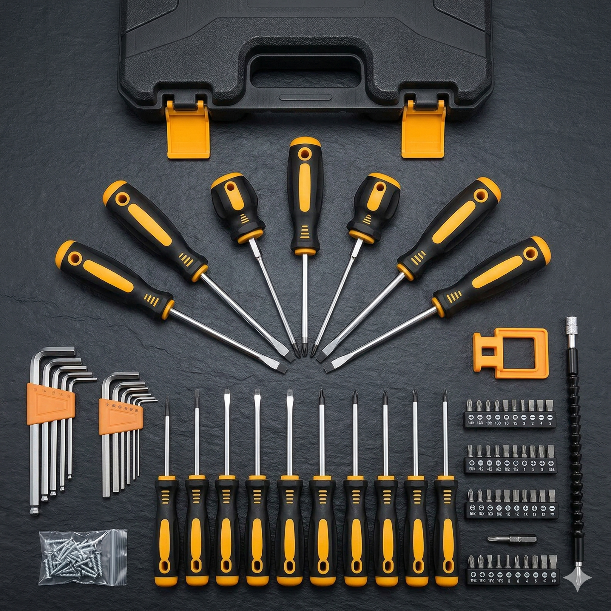 53-piece Magnetic Screwdrivers Set with Case,Phillips, Hex, Pozidriv,Torx and Precision Screwdriver Set, Magnetizer Demagnetizer Tools, Tools for Men.