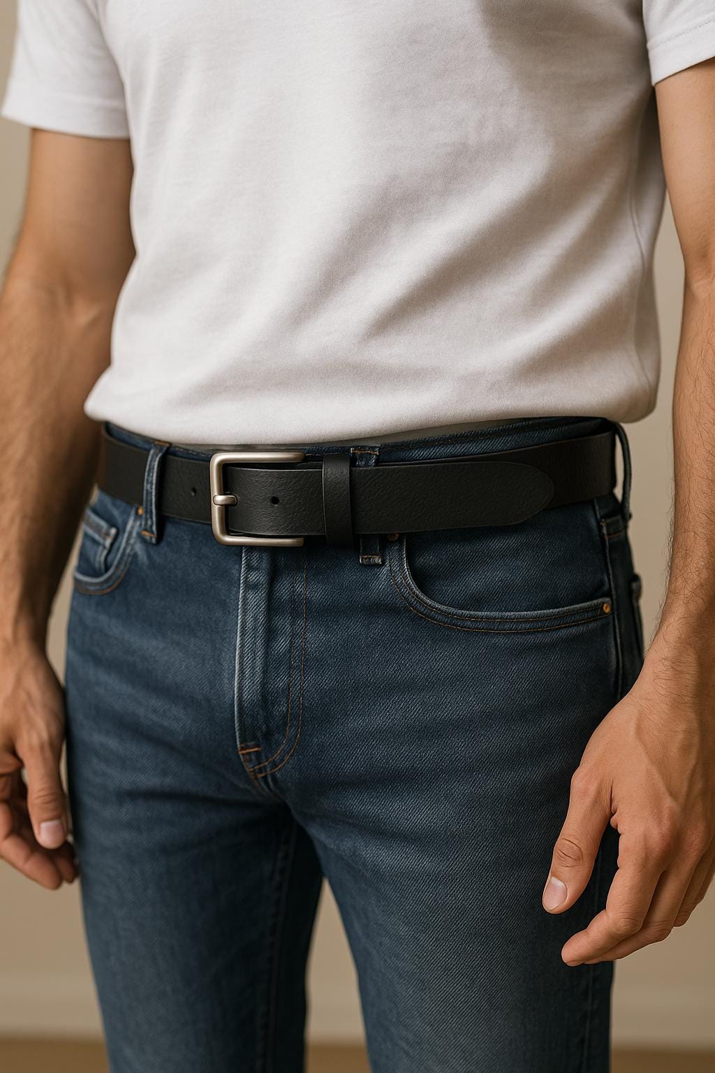 Handmade Veg-Tanned Leather Belt 1.5" - Black or Brown