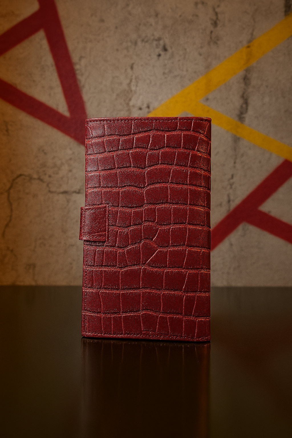 Women's Crocodile Texture Wallet — Burgundy