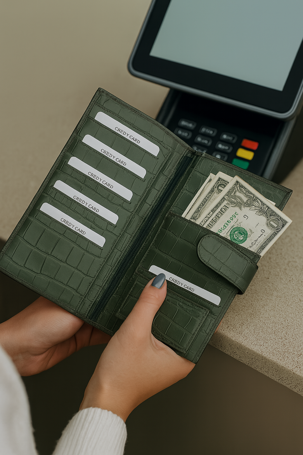 Women's Crocodile Texture Wallet — Green