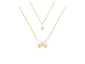 Mother of Pearl & Cubic Zirconia Butterfly Necklaces in 14KT Gold Flash Plated.