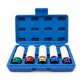 5-Piece Thin-Wall Lug Nut Socket Set, 1/2" Drive — Color-Coded for Alloy Wheels (15-22mm)