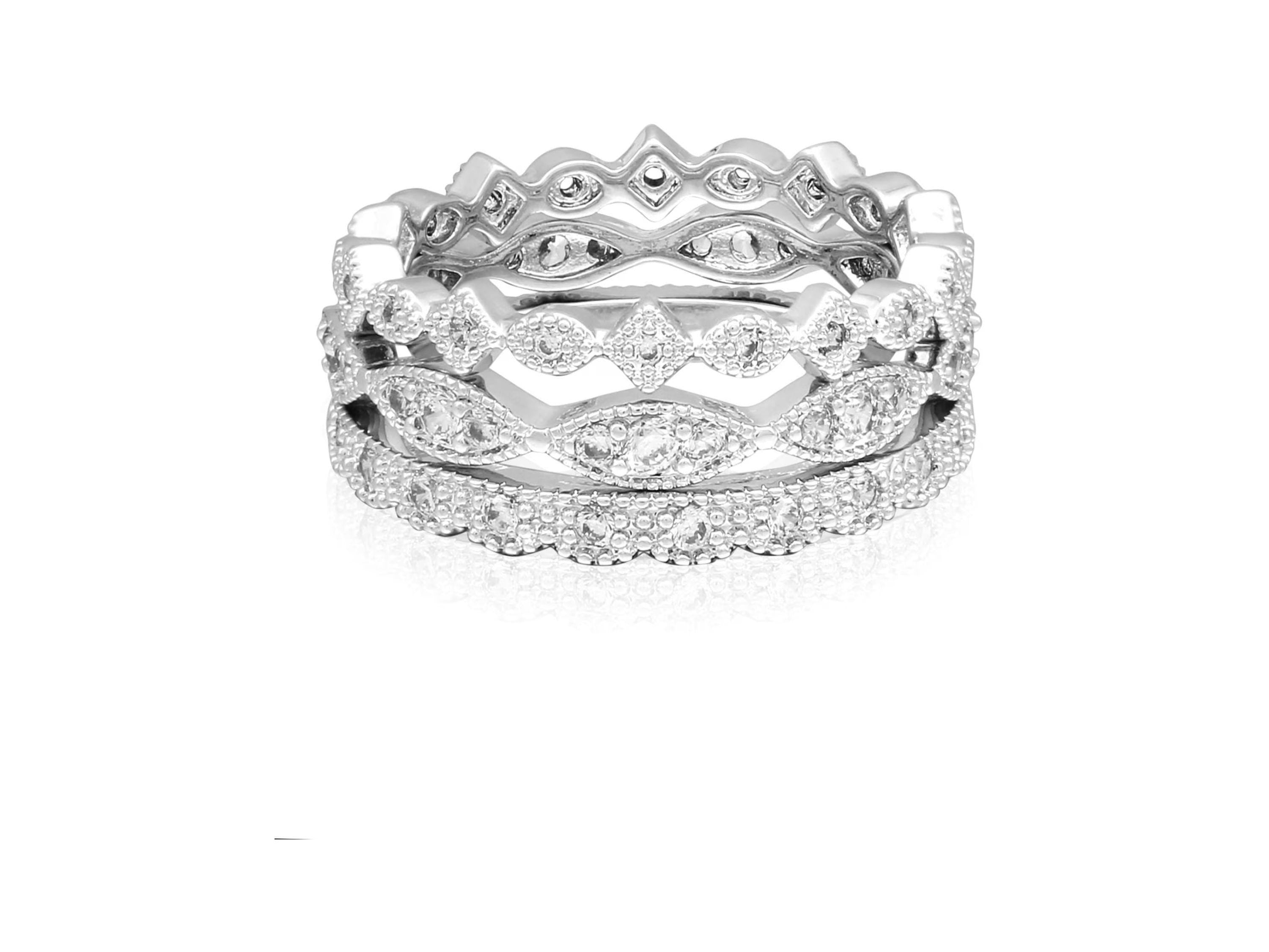 Women's AAA Cubic Zirconia Fine Silver Plate Ring Set in Size 8