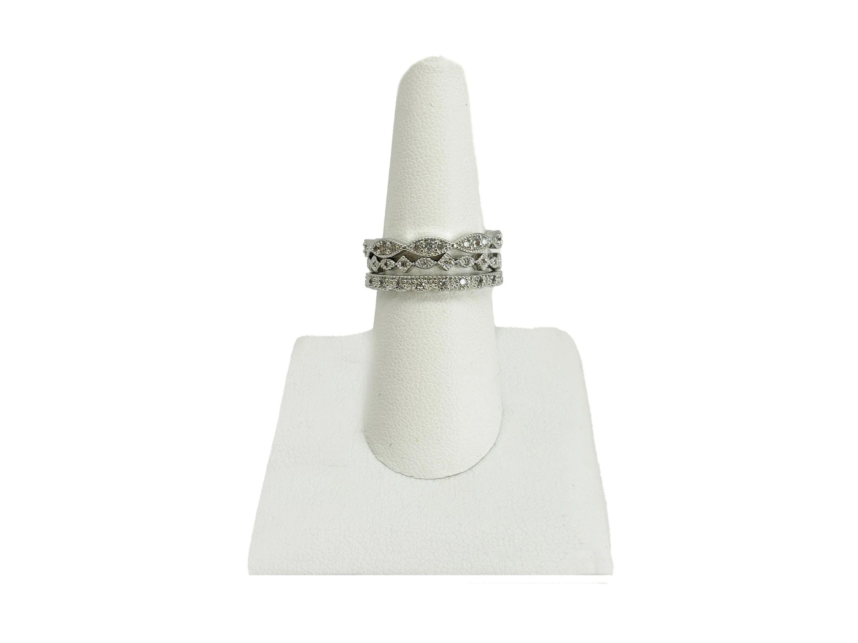 Women's AAA Cubic Zirconia Fine Silver Plate Ring Set in Size 8