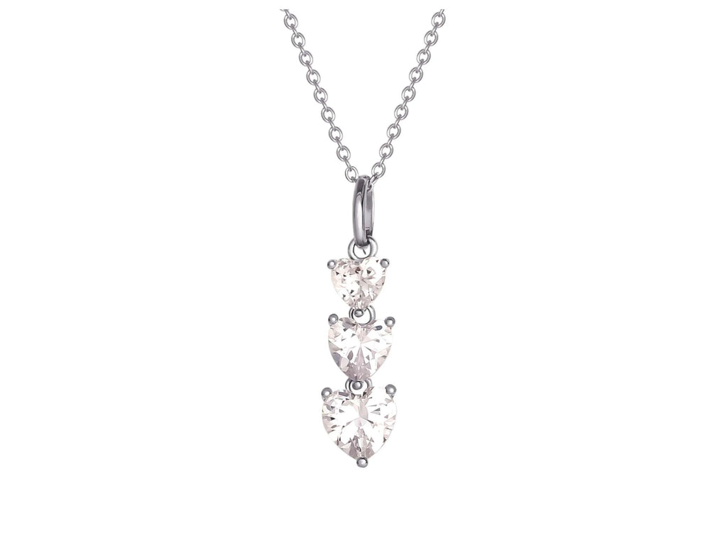 Women's Fine Silver Plated Cubic Zirconia Heart shape Necklace Earring Set