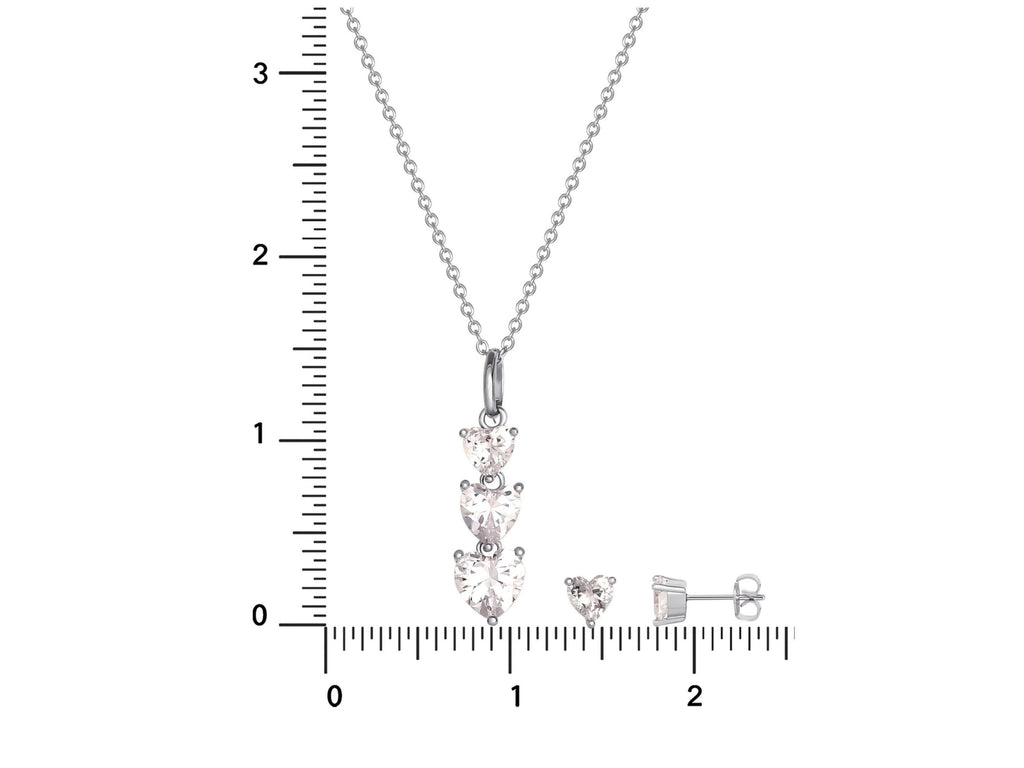 Women's Fine Silver Plated Cubic Zirconia Heart shape Necklace Earring Set