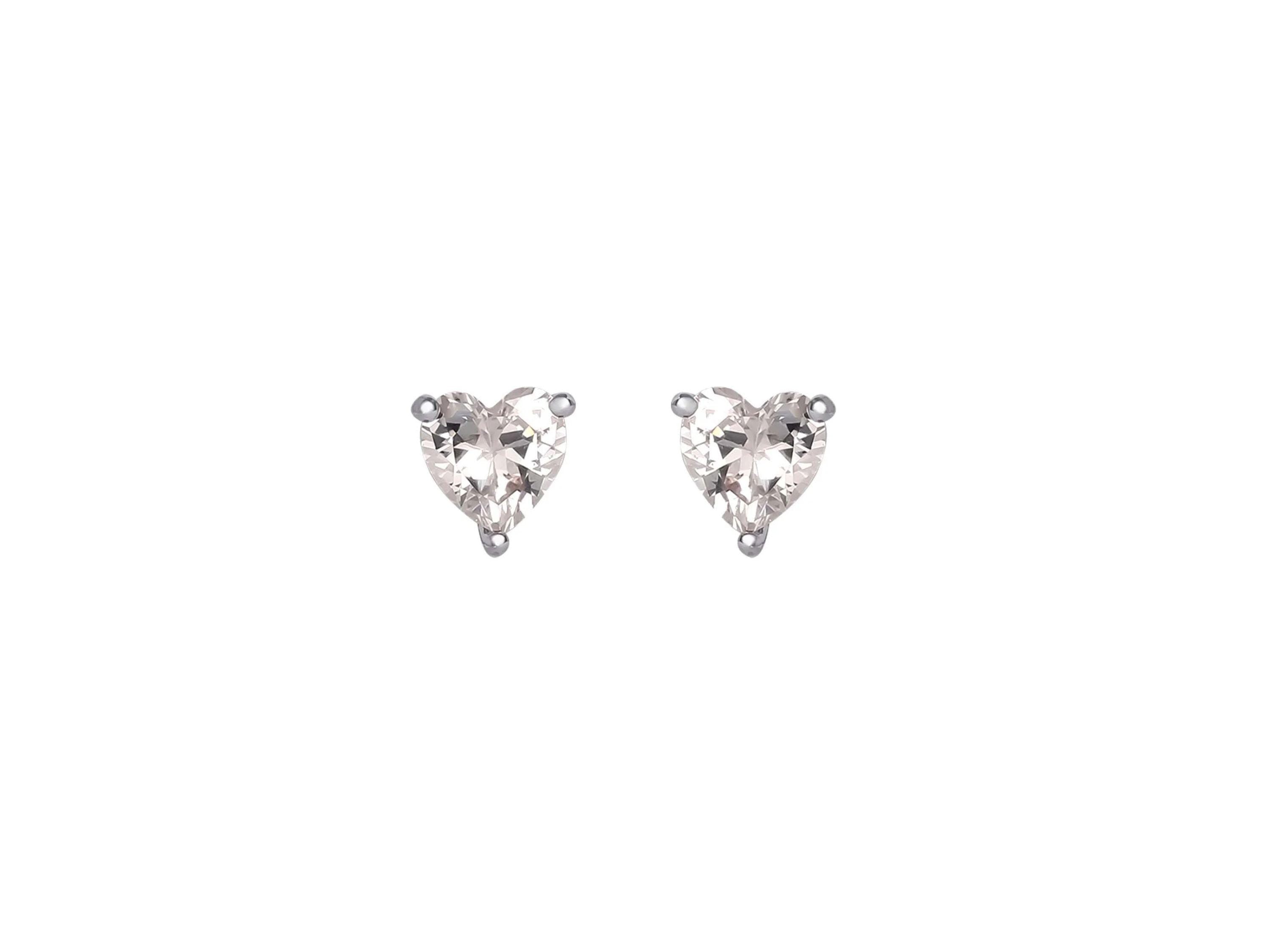 Women's Fine Silver Plated Cubic Zirconia Heart shape Necklace Earring Set