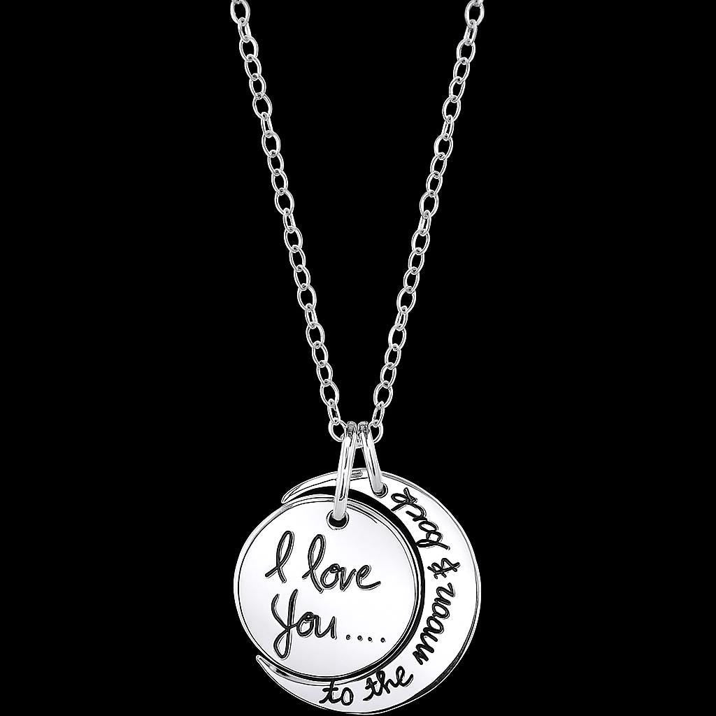 Women's Sterling Silver "I Love You to the Moon & Back" Pendant Necklace, 18"