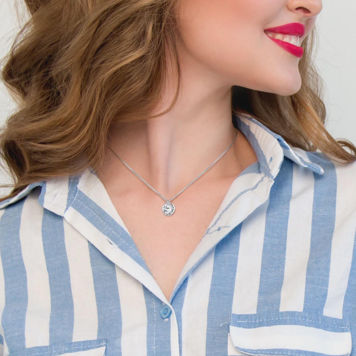 Women's Sterling Silver "I Love You to the Moon & Back" Pendant Necklace, 18"