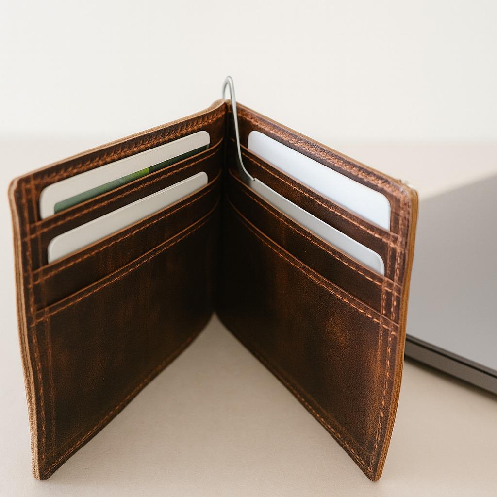 Men's Slim Folding Leather Wallet – RFID Blocking Bifold Purse with Card Holder & Cash Pocket image 2