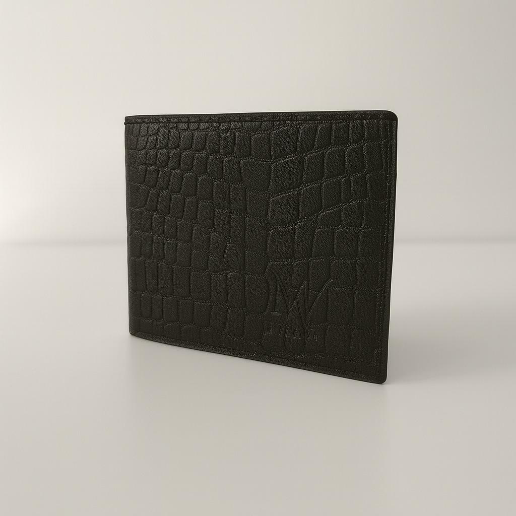 Black Men's Slim Folding Leather Wallet – RFID Blocking Bifold Purse with Card Holder & Cash Pocket